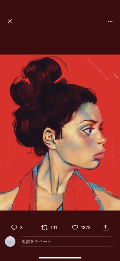 古塔つみ顔団子の女の人をトレースして描いたイラスト