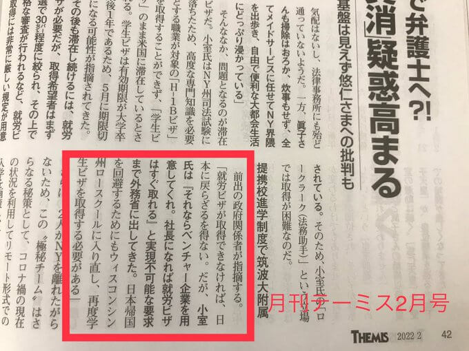 小室圭がベンチャー企業を作れといったテーミスの記事